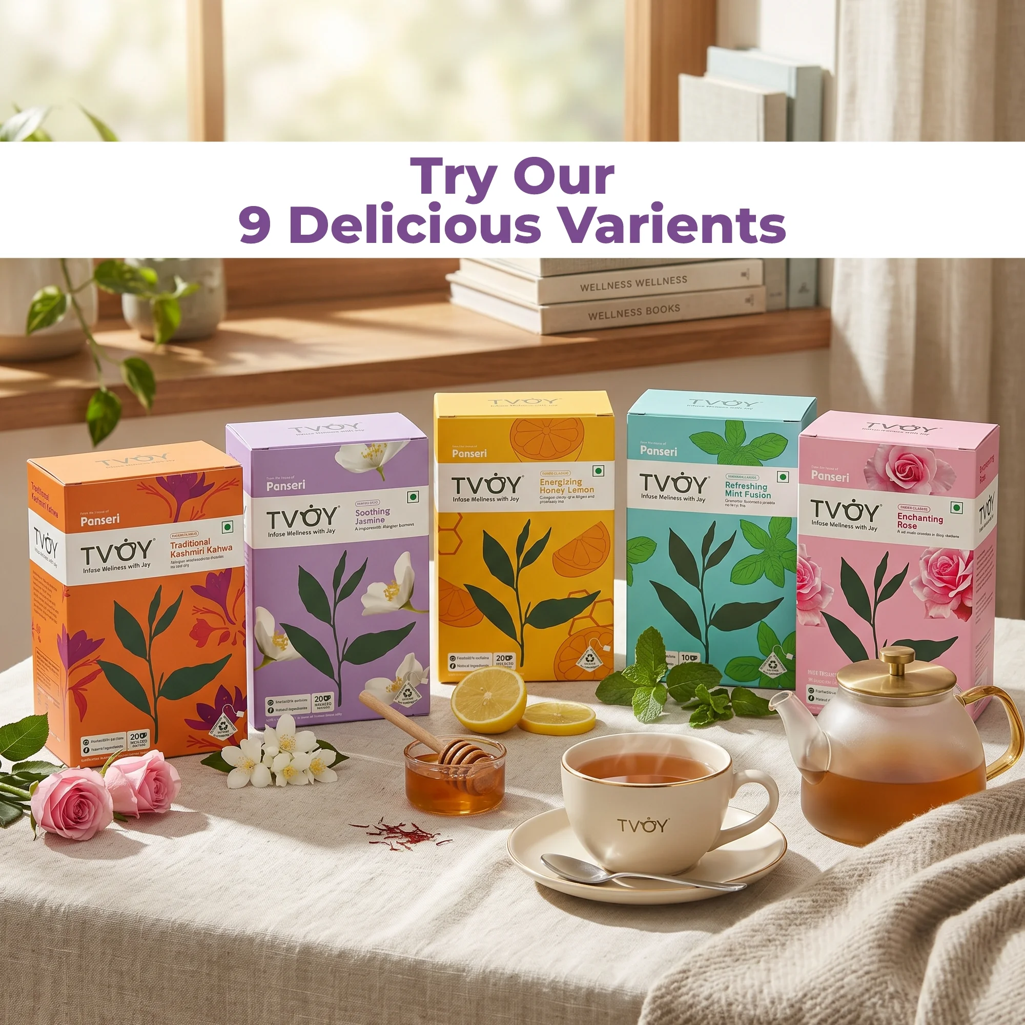 TVOY Jasmine Tea Bags 20 Pyramid Tea Bags | Jasmine Green Tea 11 Tvoy Jasmine Tea