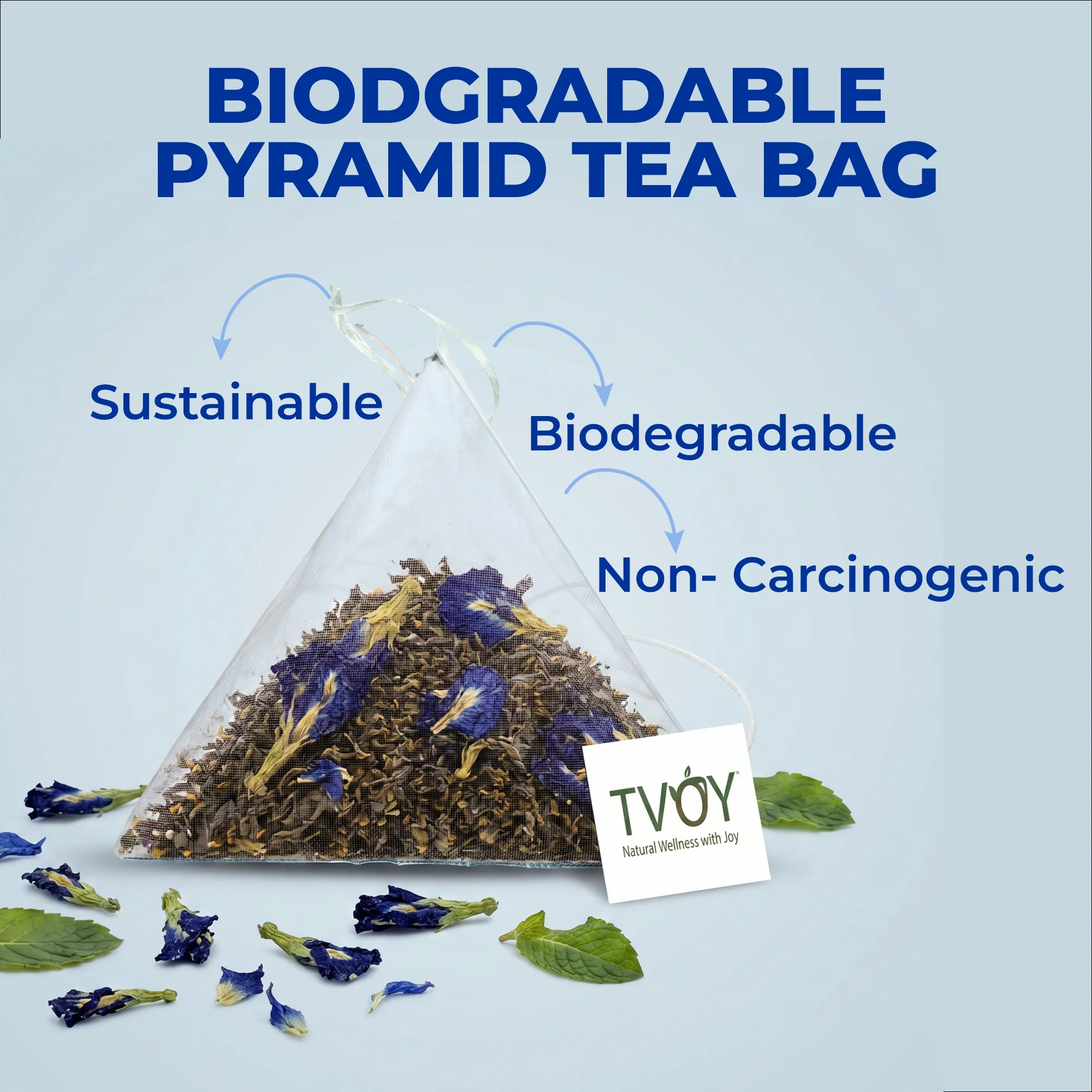 TVOY Butterfly Pea Flower Tea 20 Pyramid Tea Bags | Blue Tea 6 Tvoy Butterfly pea