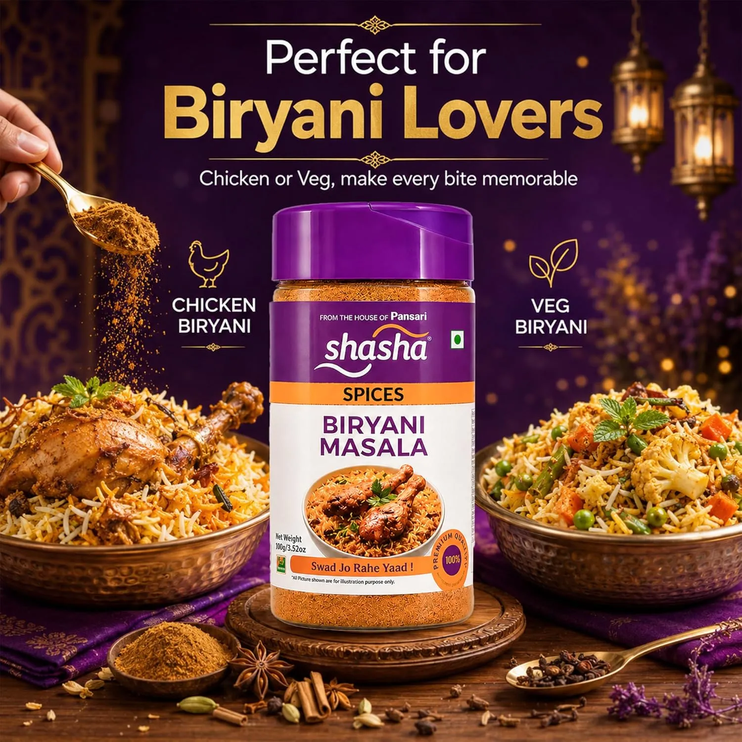 Shasha Biryani Masala Powder 100g | Authentic Indian Spice 2 biryani masala