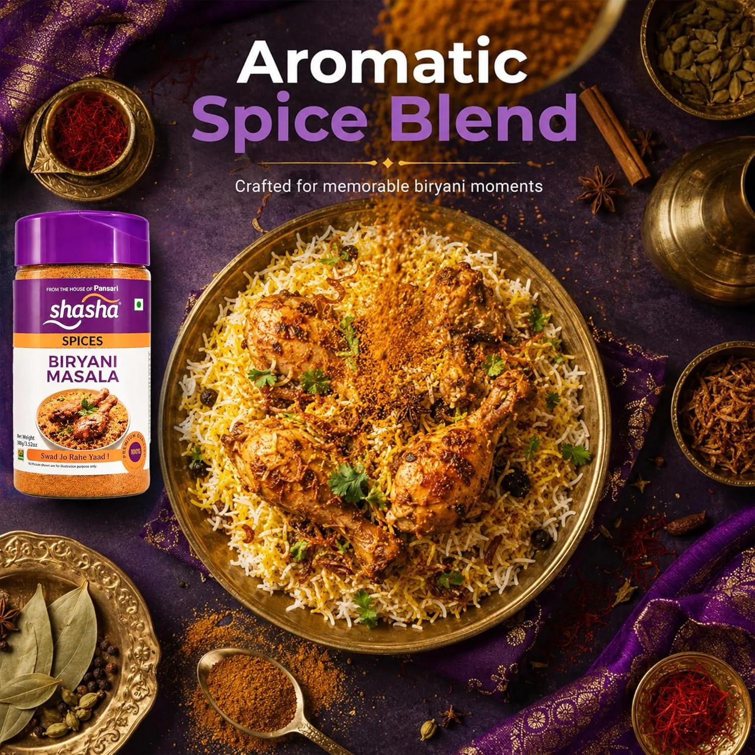 Shasha Biryani Masala Powder 100g | Authentic Indian Spice 5 Shasha Biryani Masala Powder 100g | Authentic Indian Spice - Image 5