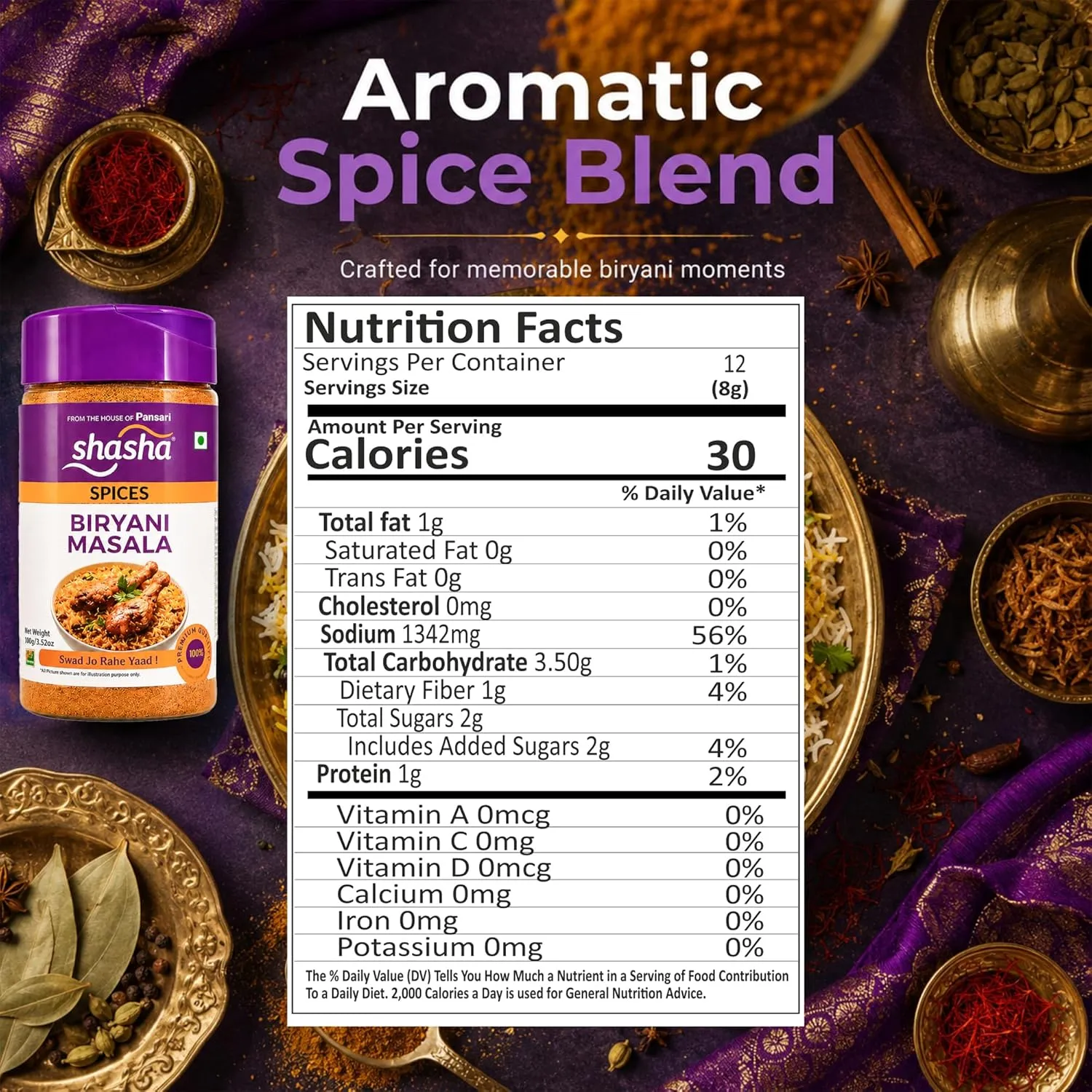 Shasha Biryani Masala Powder 100g | Authentic Indian Spice 3 Shasha Biryani Masala Powder 100g | Authentic Indian Spice - Image 3