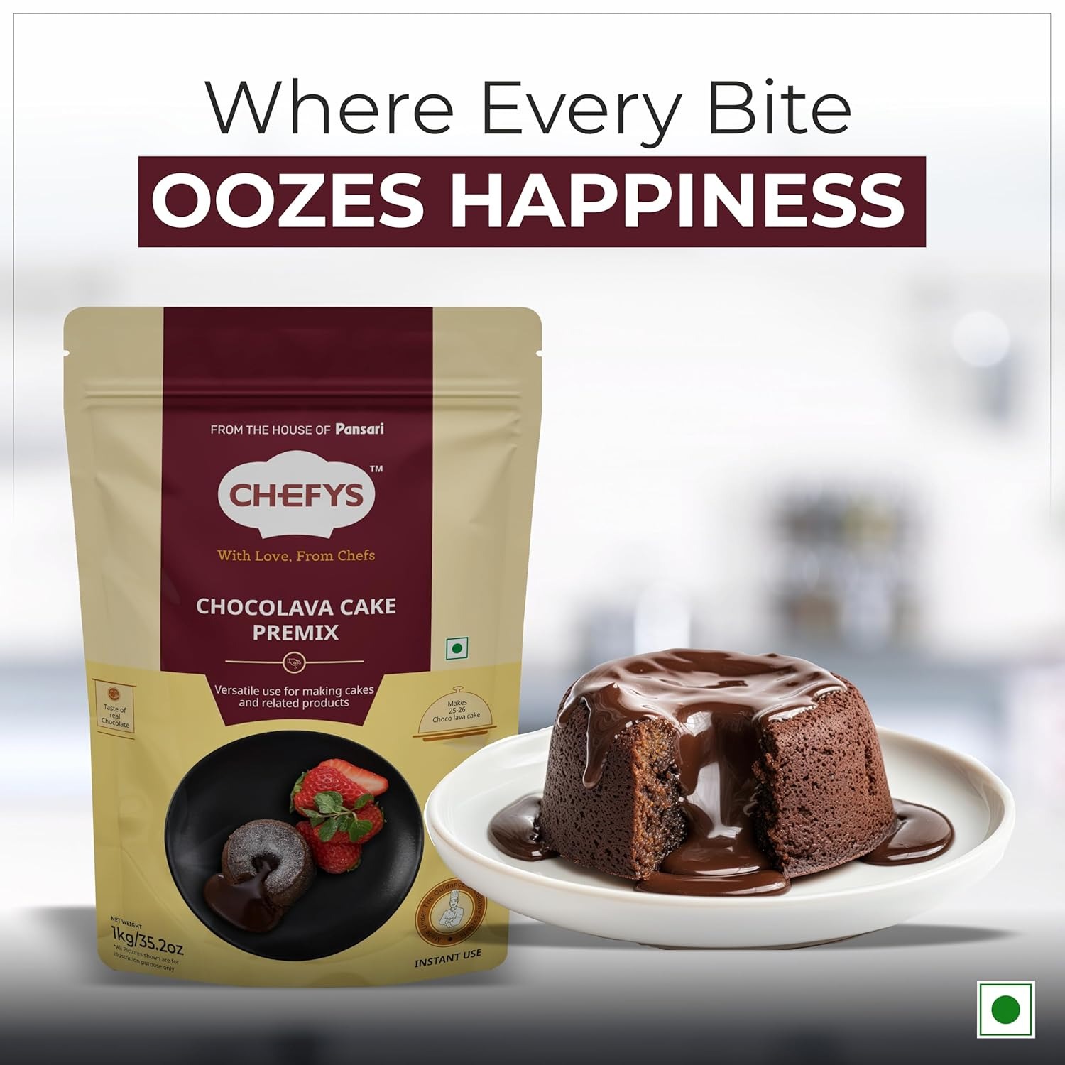 Chefy's Chocolate Lava Cake Mix (35.2 Oz) | Easy Bake Molten Lava Cake Premix with Real Cocoa | Rich Gooey Chocolate Center | Makes 20 Servings 5 Chefy's Chocolate Lava Cake Mix (35.2 Oz) | Easy Bake Molten Lava Cake Premix with Real Cocoa | Rich Gooey Chocolate Center | Makes 20 Servings - Image 5