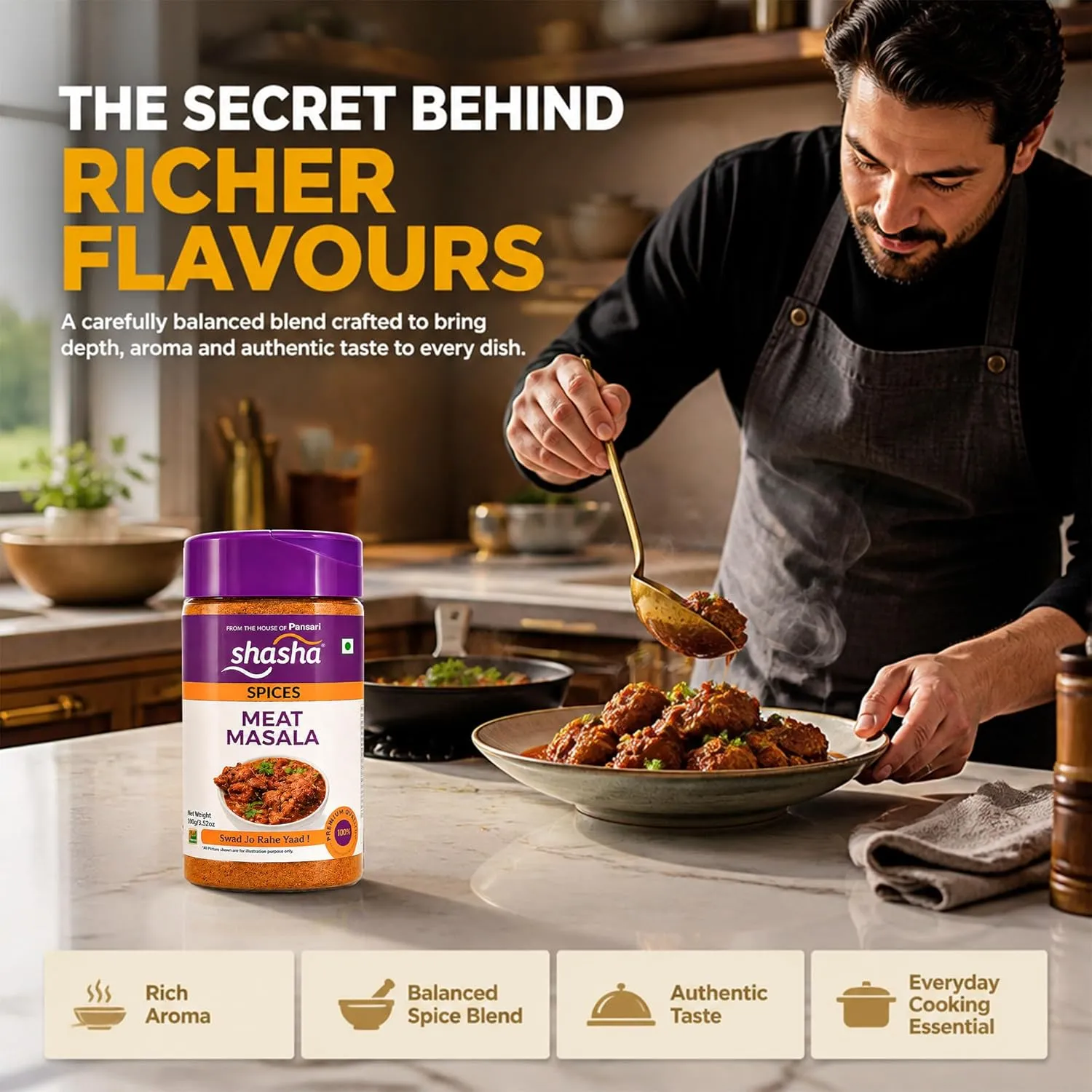 Shasha Meat Masala Powder 100g | Authentic Indian Spice 4 Shasha Meat Masala Powder 100g | Authentic Indian Spice - Image 4