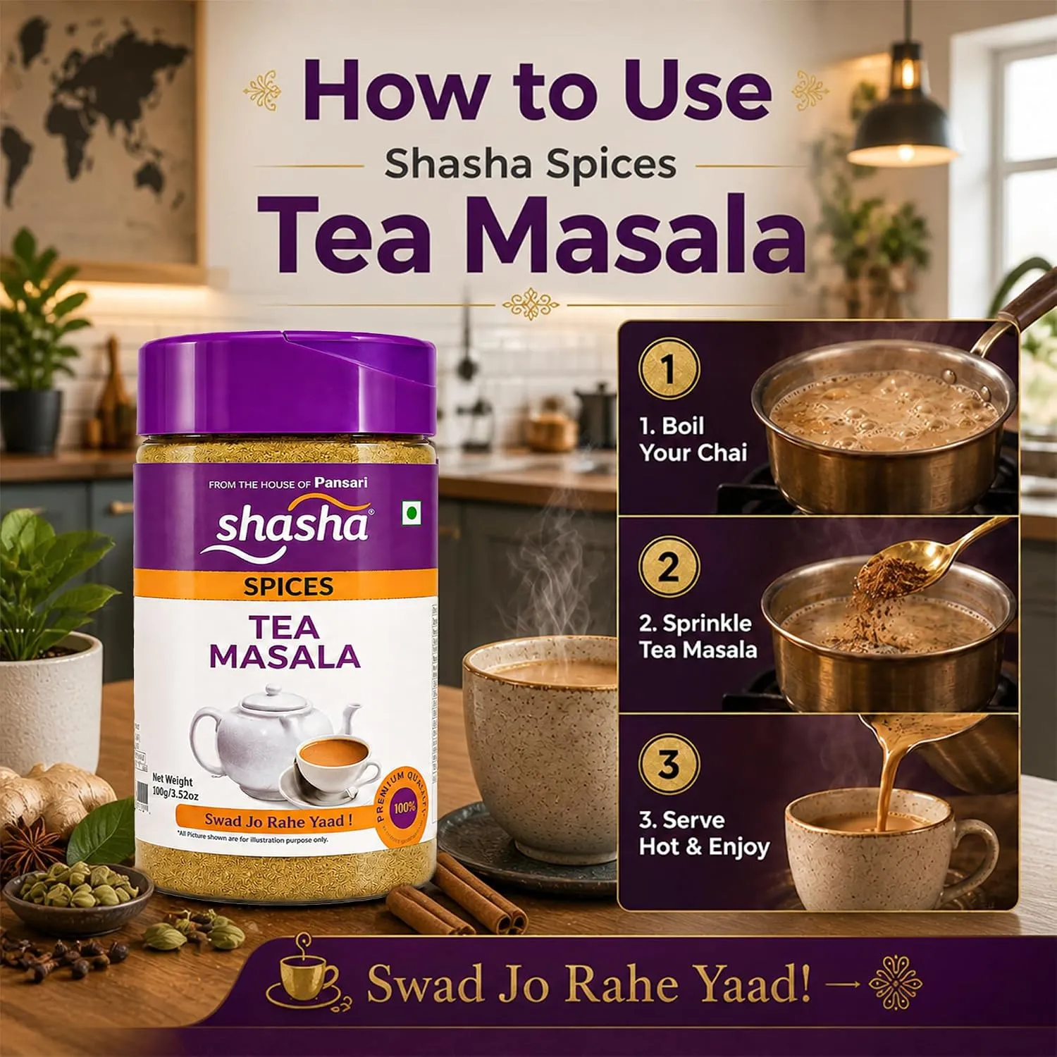 Shasha Authentic Masala Tea Powder 100g | Traditional Indian Chai 5 Shasha Authentic Masala Tea Powder 100g | Traditional Indian Chai - Image 5