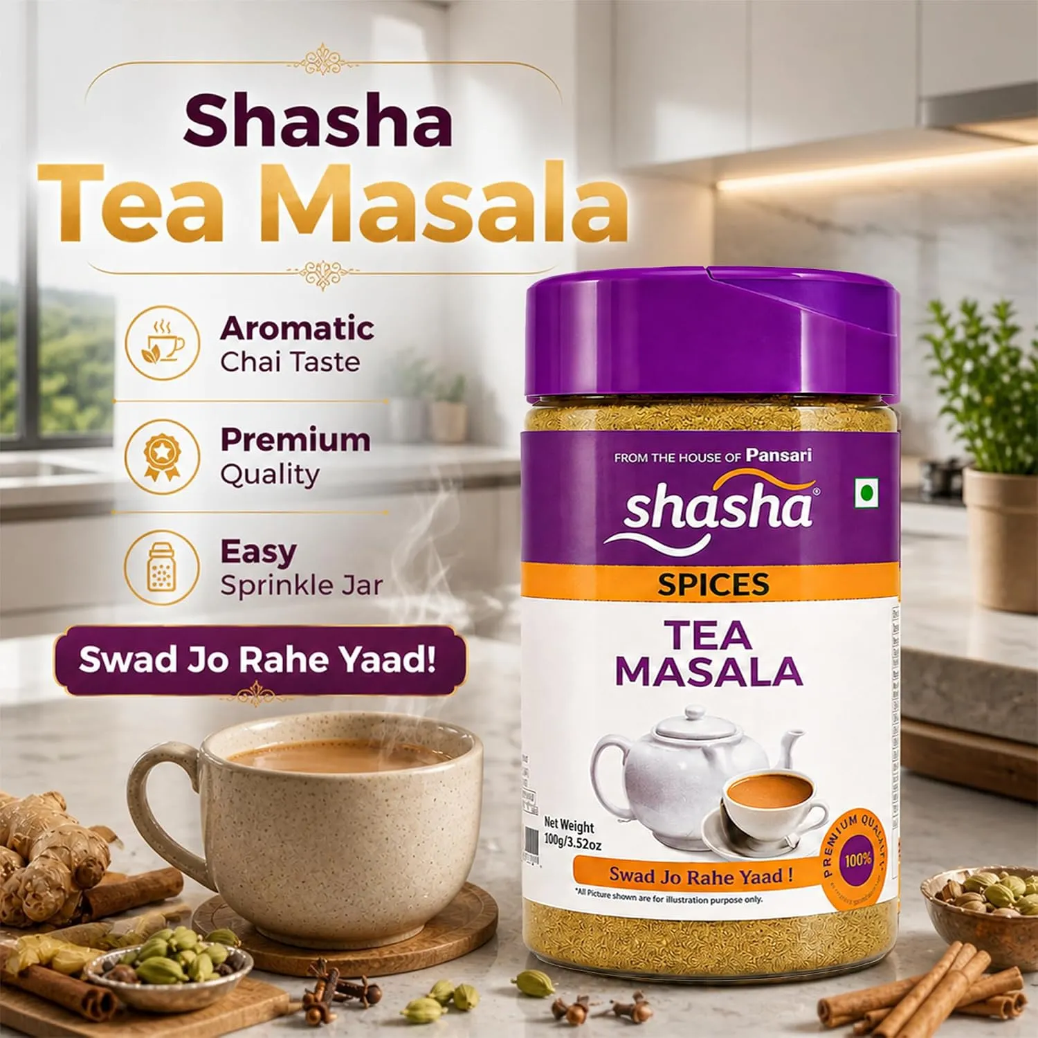 Shasha Authentic Masala Tea Powder 100g | Traditional Indian Chai 3 Shasha Authentic Masala Tea Powder 100g | Traditional Indian Chai - Image 3