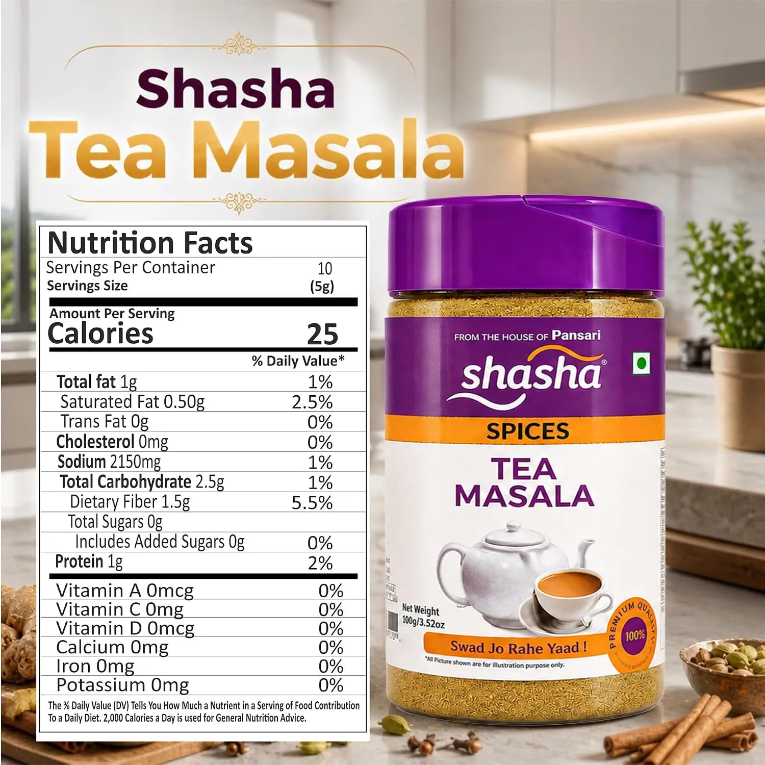 Shasha Authentic Masala Tea Powder 100g | Traditional Indian Chai 6 Shasha Authentic Masala Tea Powder 100g | Traditional Indian Chai - Image 6
