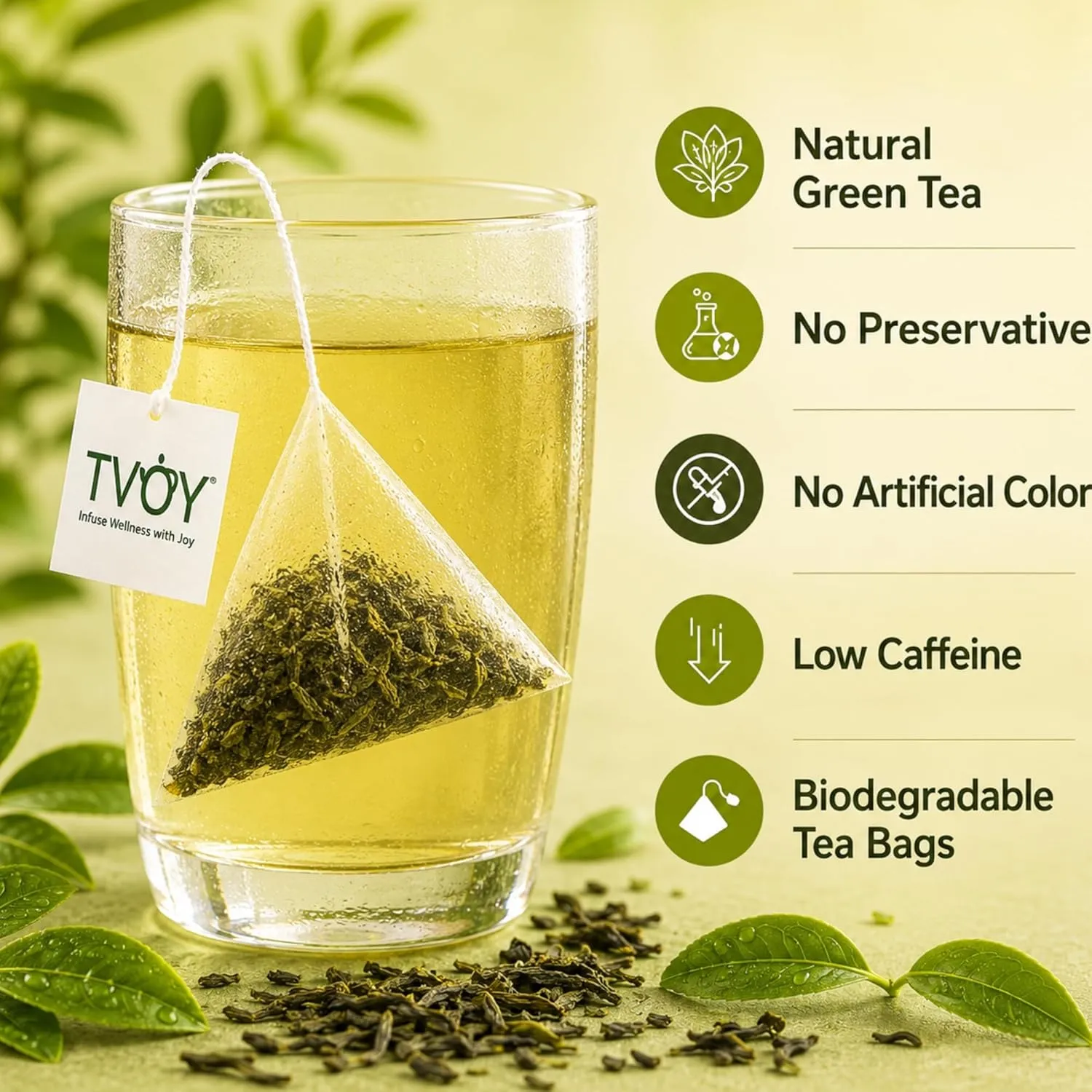 TVOY Classic Green Tea Bags 20 Pyramid Tea Bags | Pure Green Tea 5 TVOY Classic Green Tea Bags 20 Pyramid Tea Bags | Pure Green Tea - Image 5