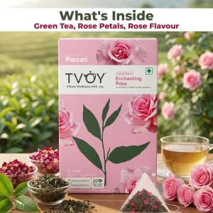 Tvoy Rose Green Tea Bags 20 Pyramid Tea Bags | Rose Tea