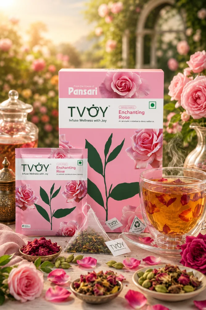Tvoy Rose Green Tea Bags 20 Pyramid Tea Bags | Rose Tea 1 Tvoy Rose Tea