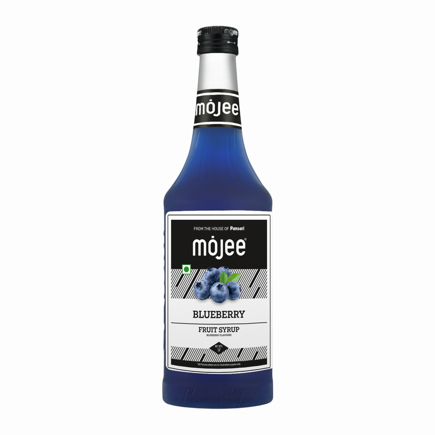 Mojee Blueberry flavour syrup for mocktails and beverages