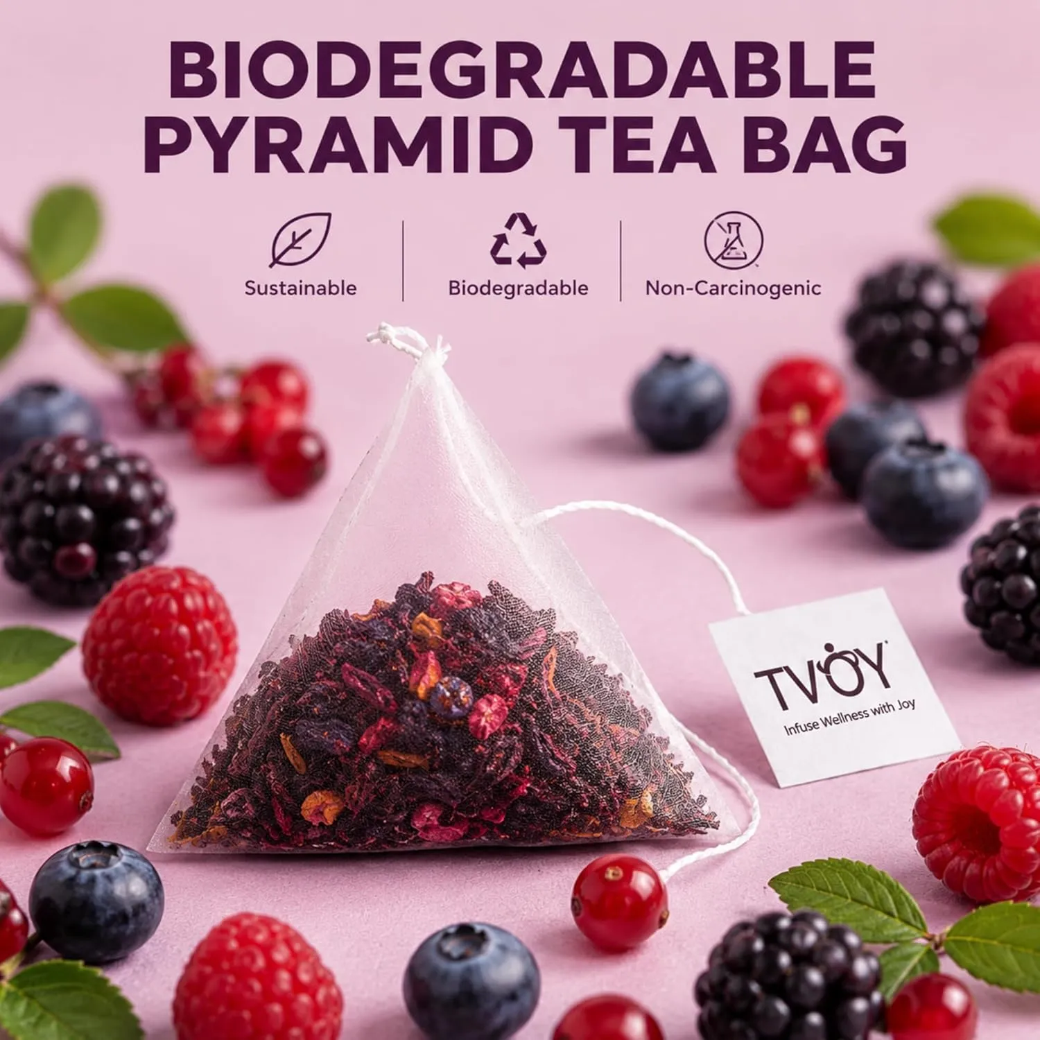 TVOY Wild Berry Tea Bags 20 Pyramid Tea Bags | Fruit Tea 6 TVOY Wild Berry Tea Bags 20 Pyramid Tea Bags | Fruit Tea - Image 6