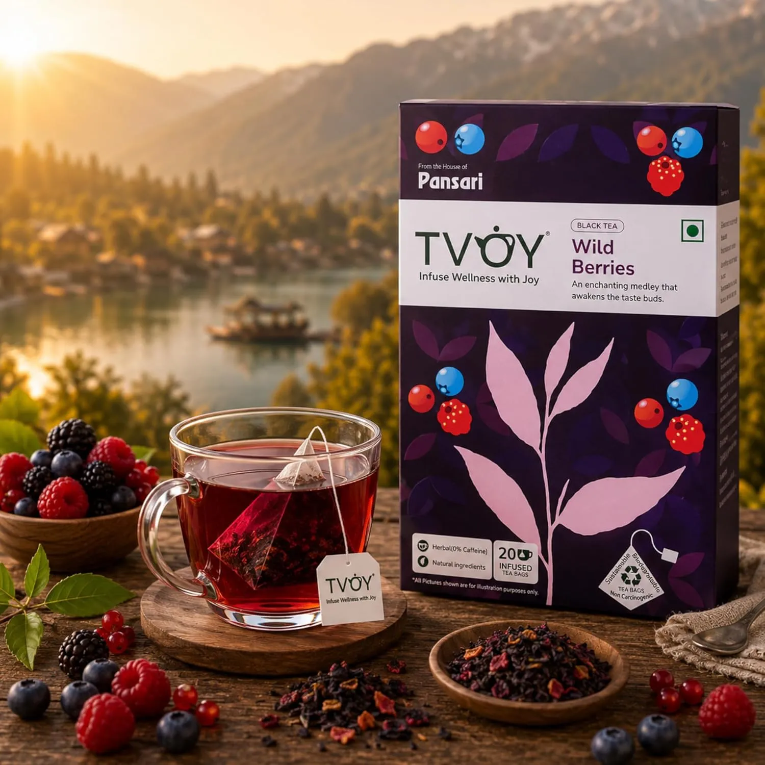 TVOY Wild Berry Tea Bags 20 Pyramid Tea Bags | Fruit Tea 4 TVOY Wild Berry Tea Bags 20 Pyramid Tea Bags | Fruit Tea - Image 4