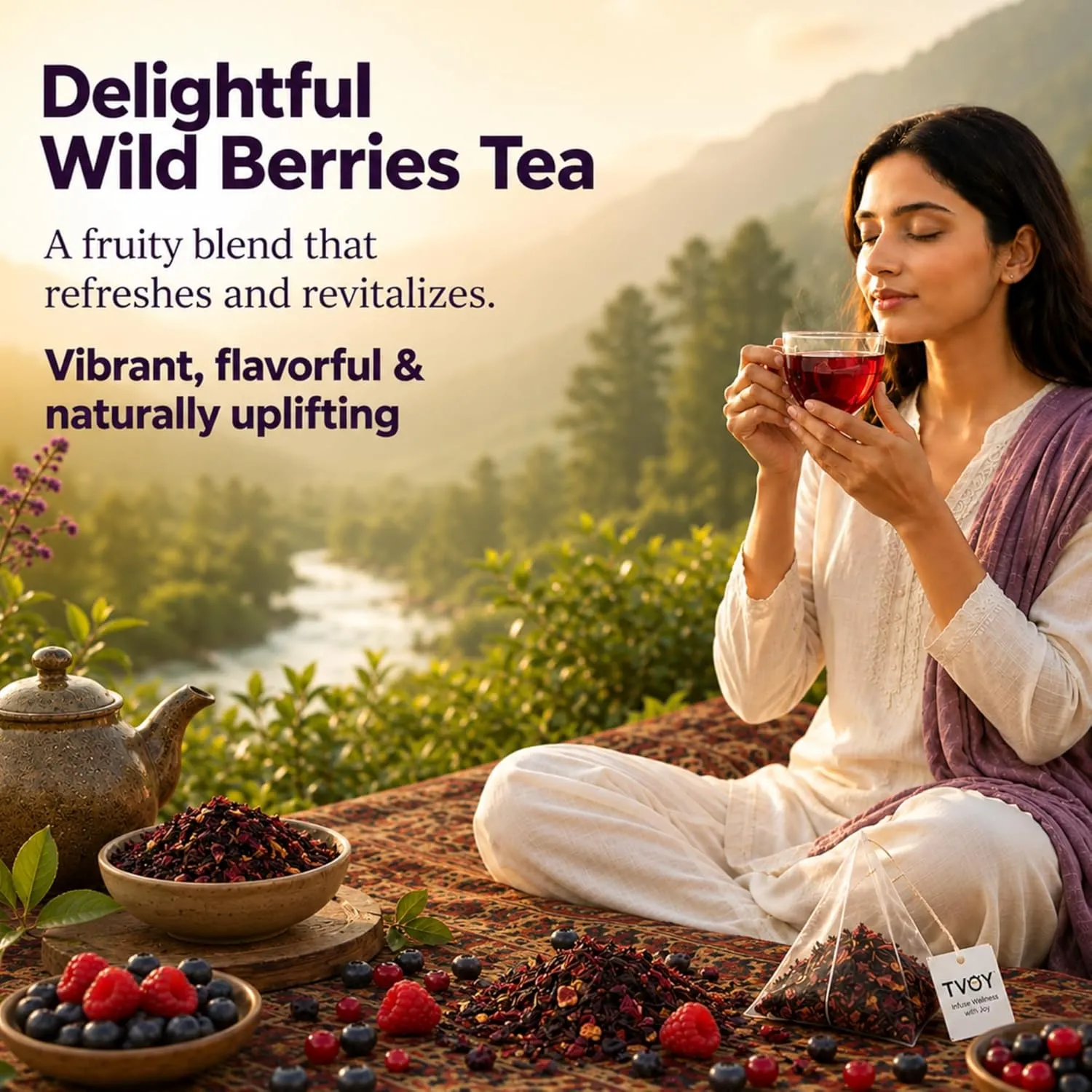 TVOY Wild Berry Tea Bags 20 Pyramid Tea Bags | Fruit Tea 7 TVOY Wild Berry Tea Bags 20 Pyramid Tea Bags | Fruit Tea - Image 7