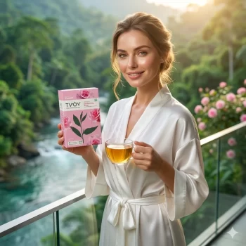 drinking rose tea